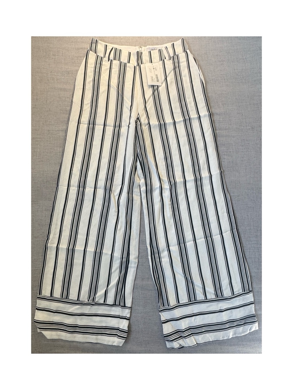 Women’s Wide-Leg Striped Casual Pants - White/Black